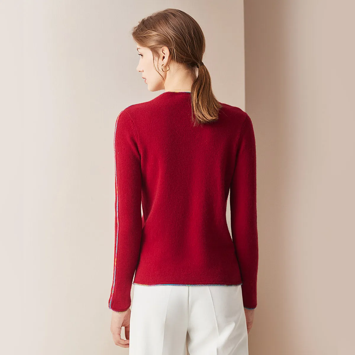 100% Cashmere Sweater with Built-in Collar