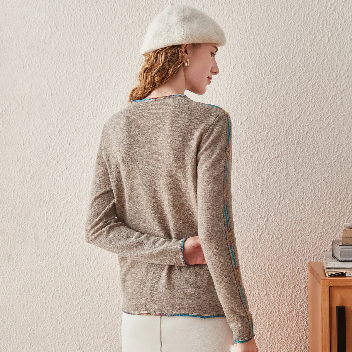 100% Cashmere Sweater with Built-in Collar