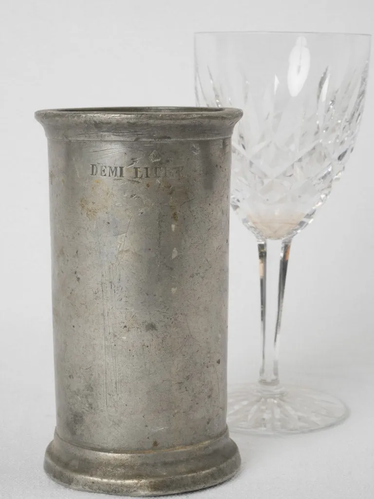 18th-century French pewter measure - half liter