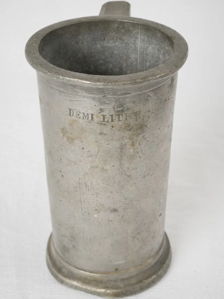 18th-century French pewter measure - half liter