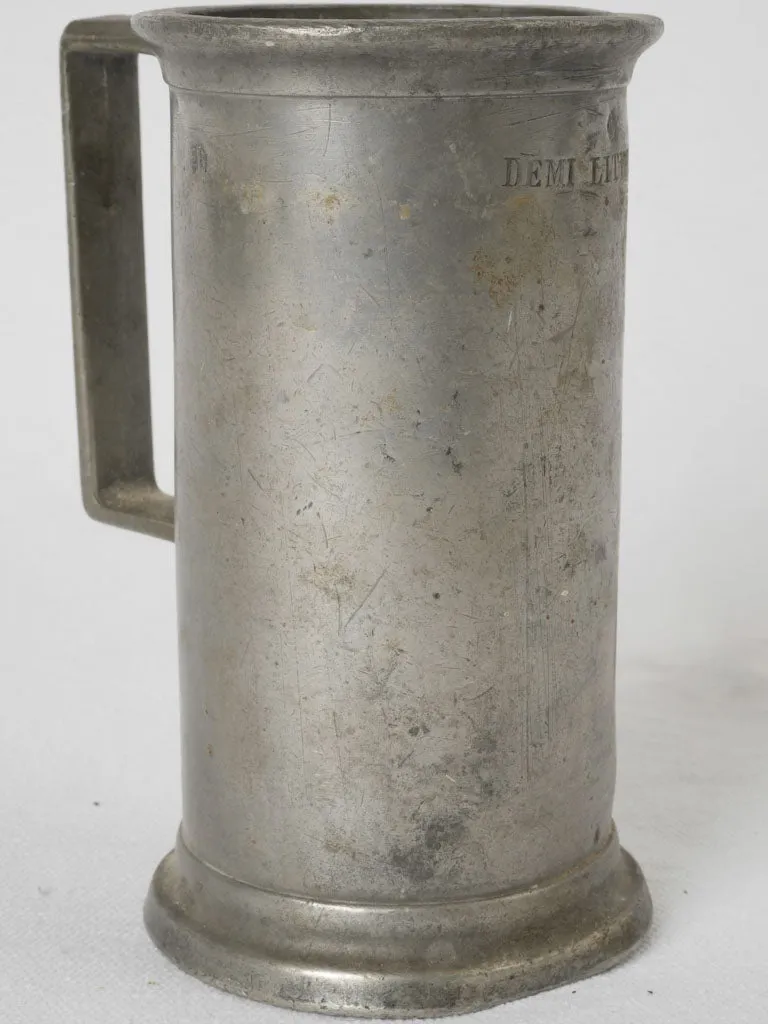 18th-century French pewter measure - half liter