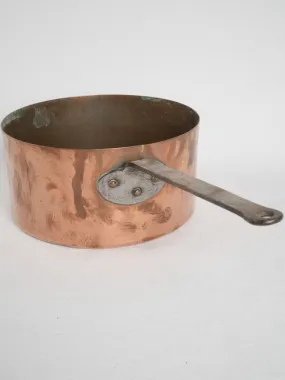 19th-century French copper saucepan w/ wrought iron handle