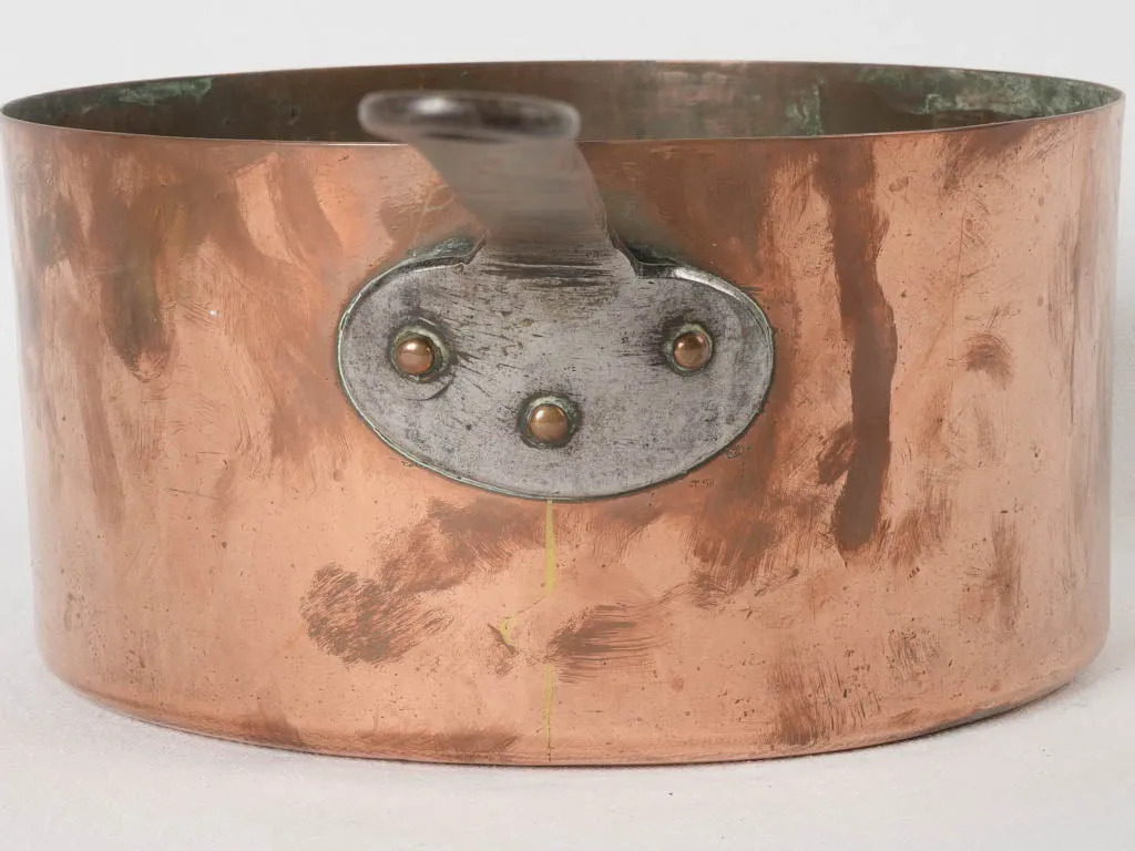 19th-century French copper saucepan w/ wrought iron handle