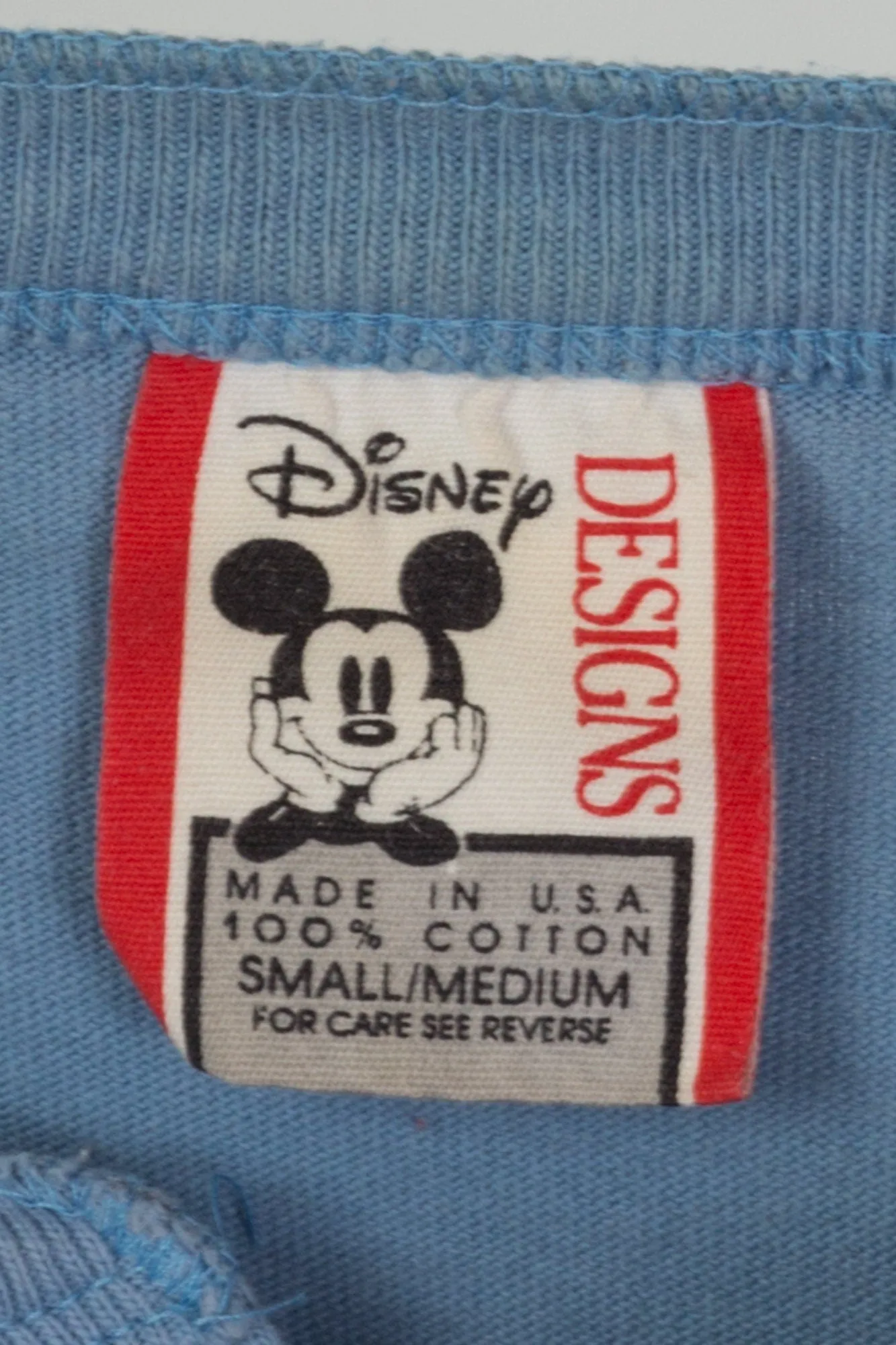 80s Slate Blue Mickey Mouse Henley Tee - Men's Small to Medium