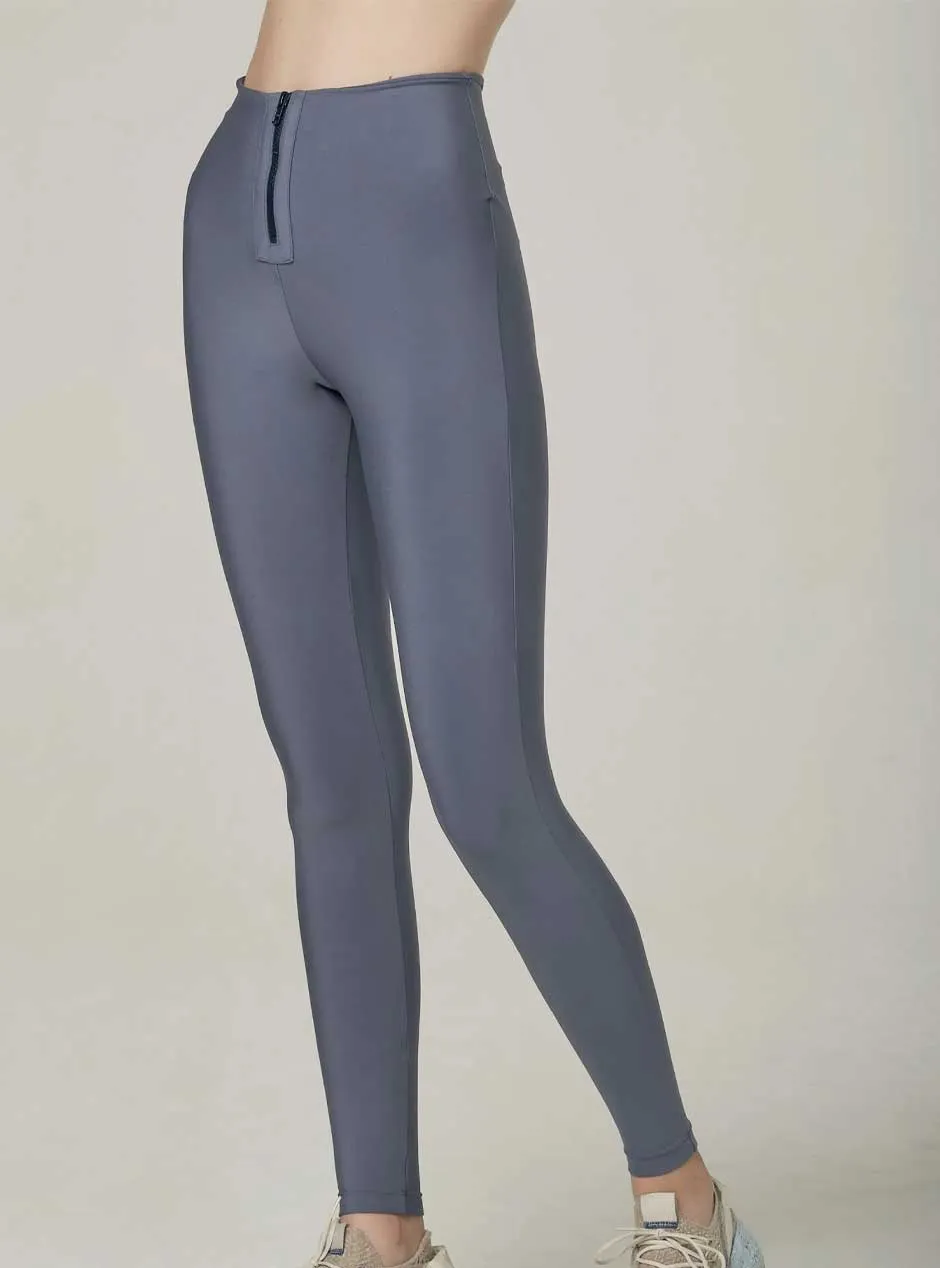 925 Fit Women's Case Closed High Rise Zippered Leggings - Blu-S Steel Blue