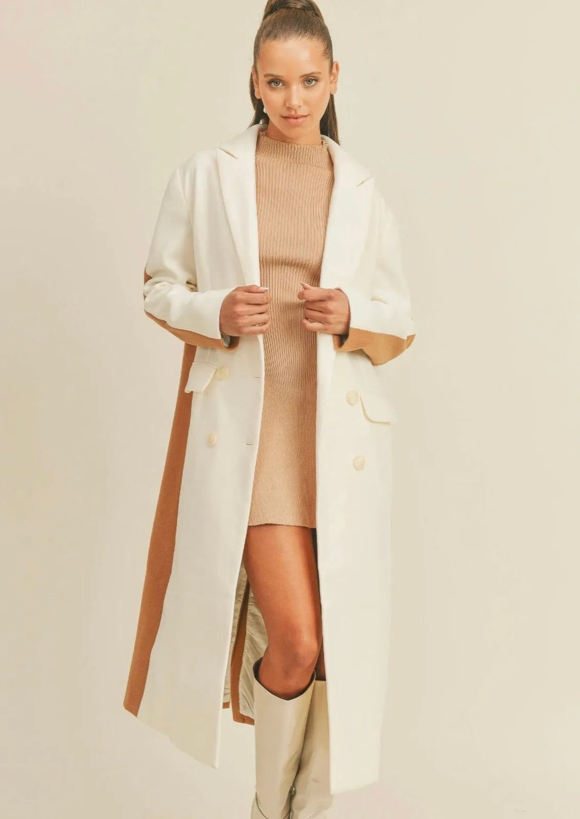 A Formal Affair Color Block Trench Coat