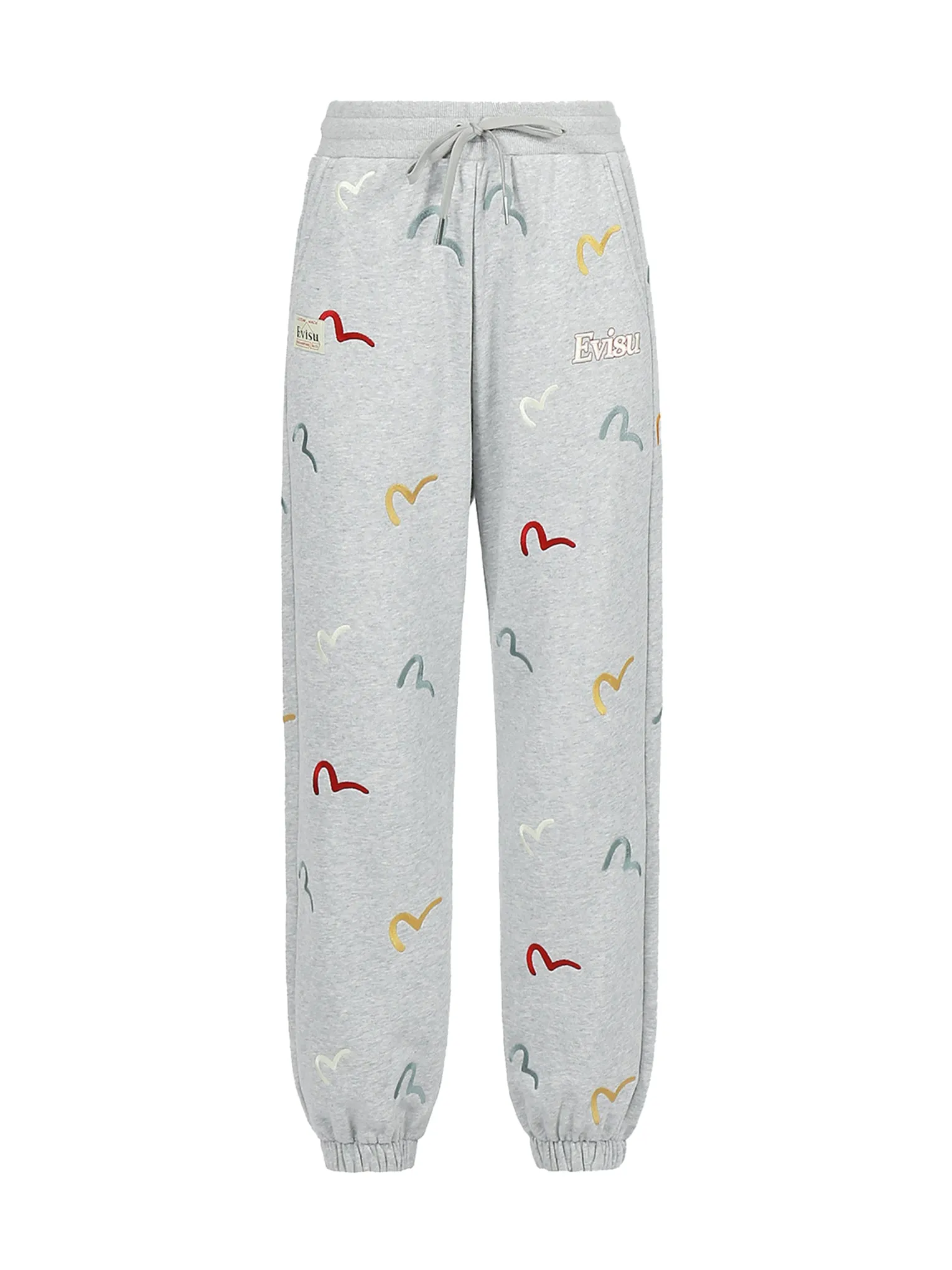 Allover Multi-color Seagull Embroidery Sweatpants