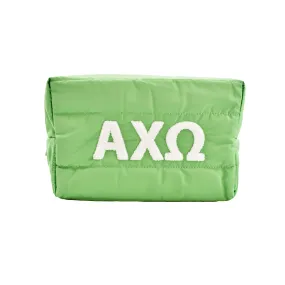 Alpha Chi Omega Makeup Bag - Puffer Style with Sorority Letters