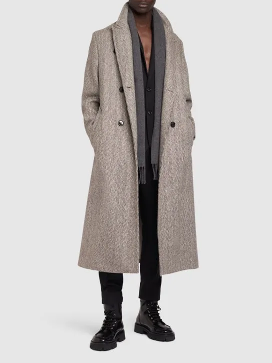 AMI Paris   Double breasted herringbone wool coat 