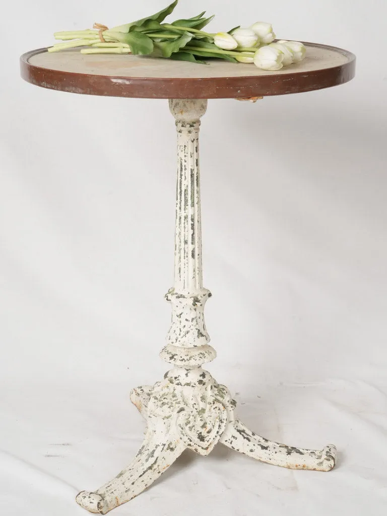 Antique French Cast Iron Bistro Table with Marble Top - 28¾"