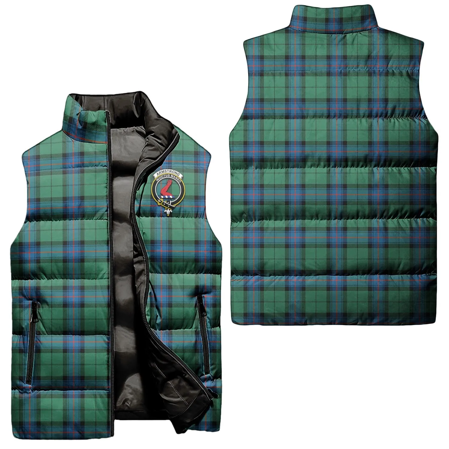 Armstrong Ancient Tartan Sleeveless Puffer Jacket with Family Crest