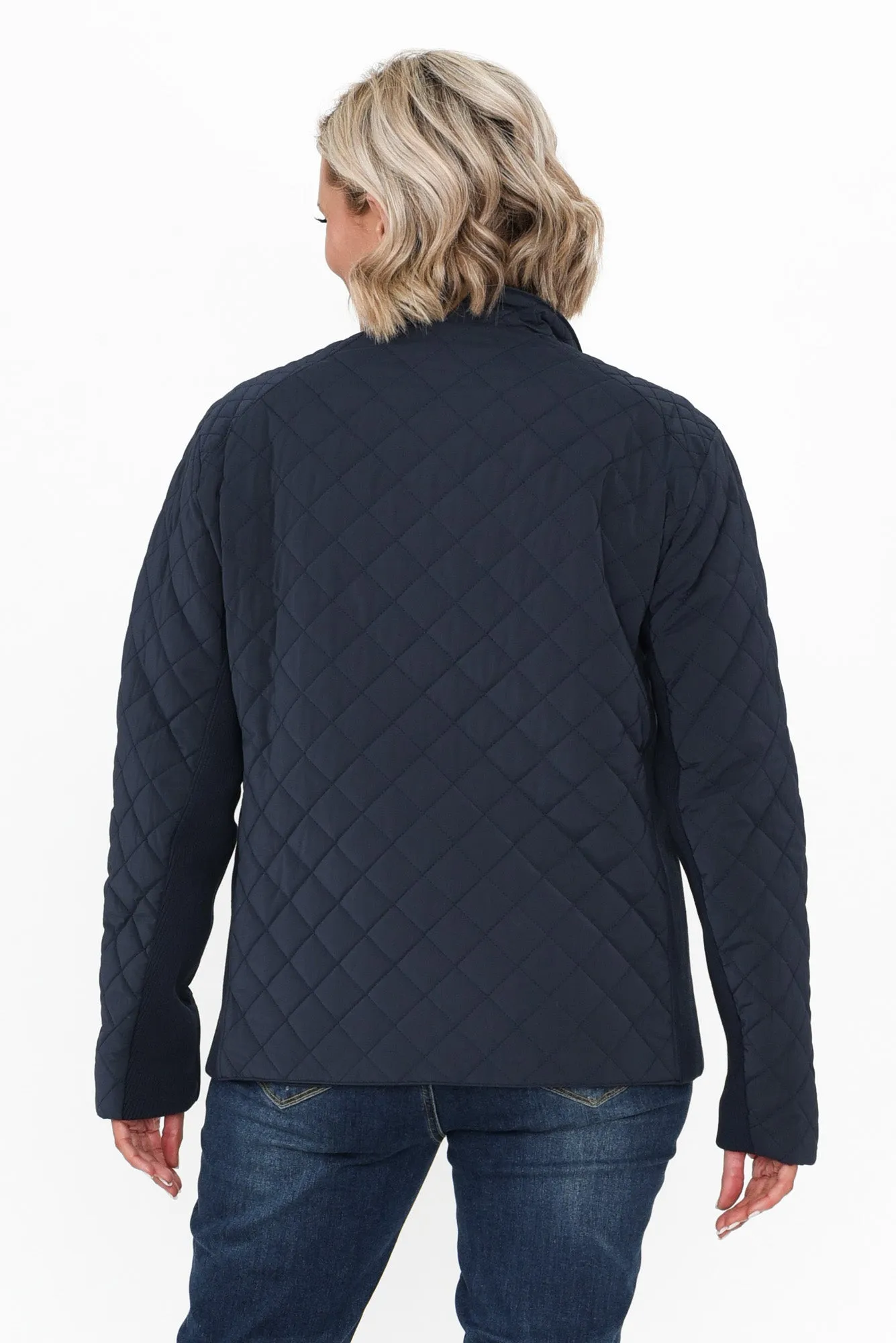 Asena Navy Quilted Puffer Jacket