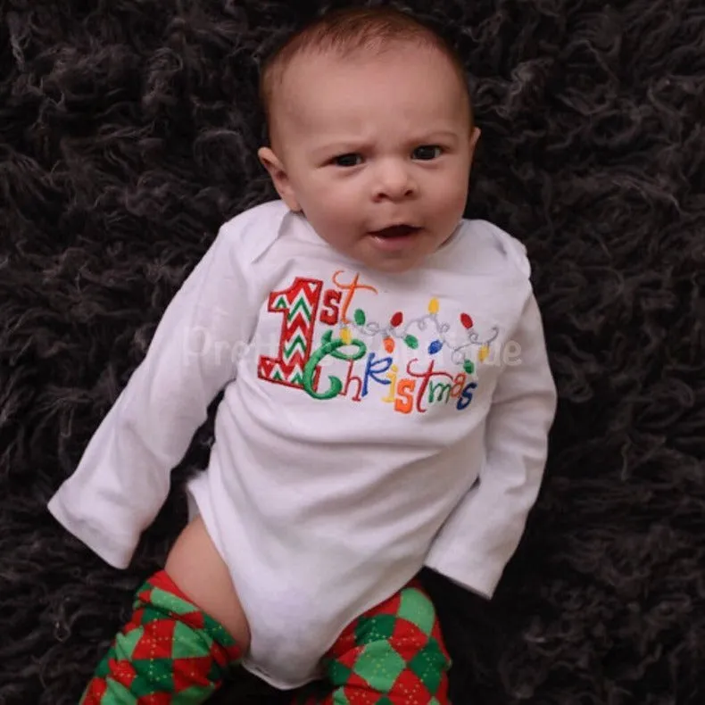 Baby boy My 1st Christmas - First Christmas bodysuit or shirt christmas legwarmers