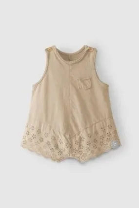 Baby Girl Jumpsuit and Romper | Lace Bubble- Latte | Snug