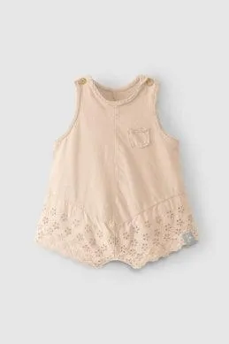 Baby Girl Jumpsuit and Romper | Lace Bubble- Peach | Snug