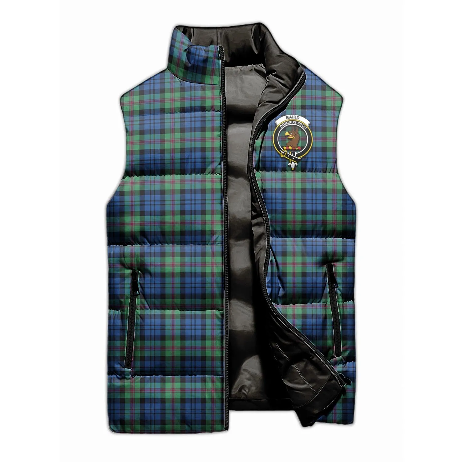 Baird Ancient Tartan Sleeveless Puffer Jacket with Family Crest