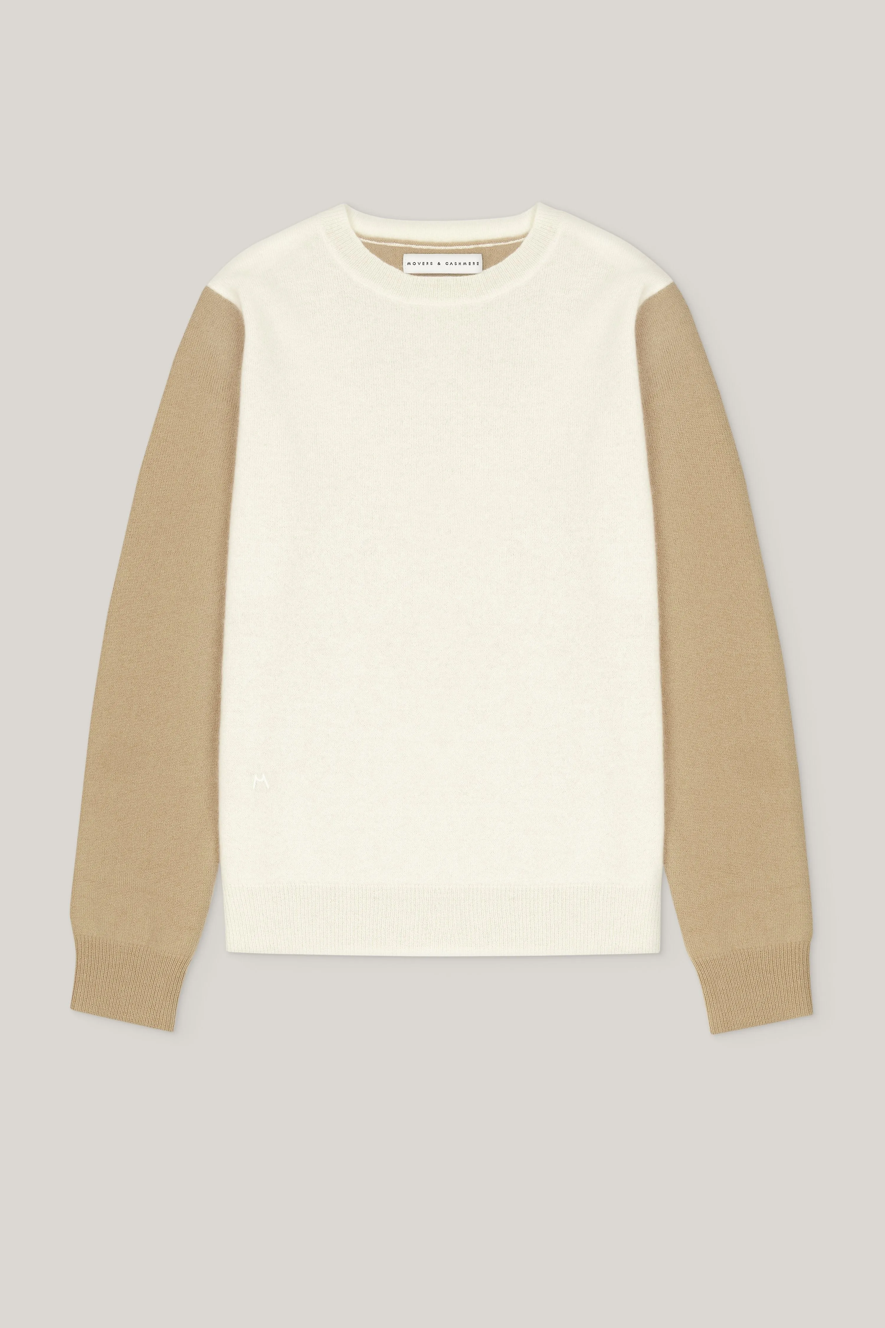 Balance Blocks Cashmere Sweater - Winter White x Camel