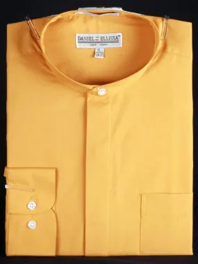 Banded Collar Dress Shirt, Mustard