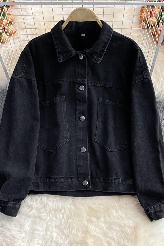 Black Denim Jacket Women's short  1669