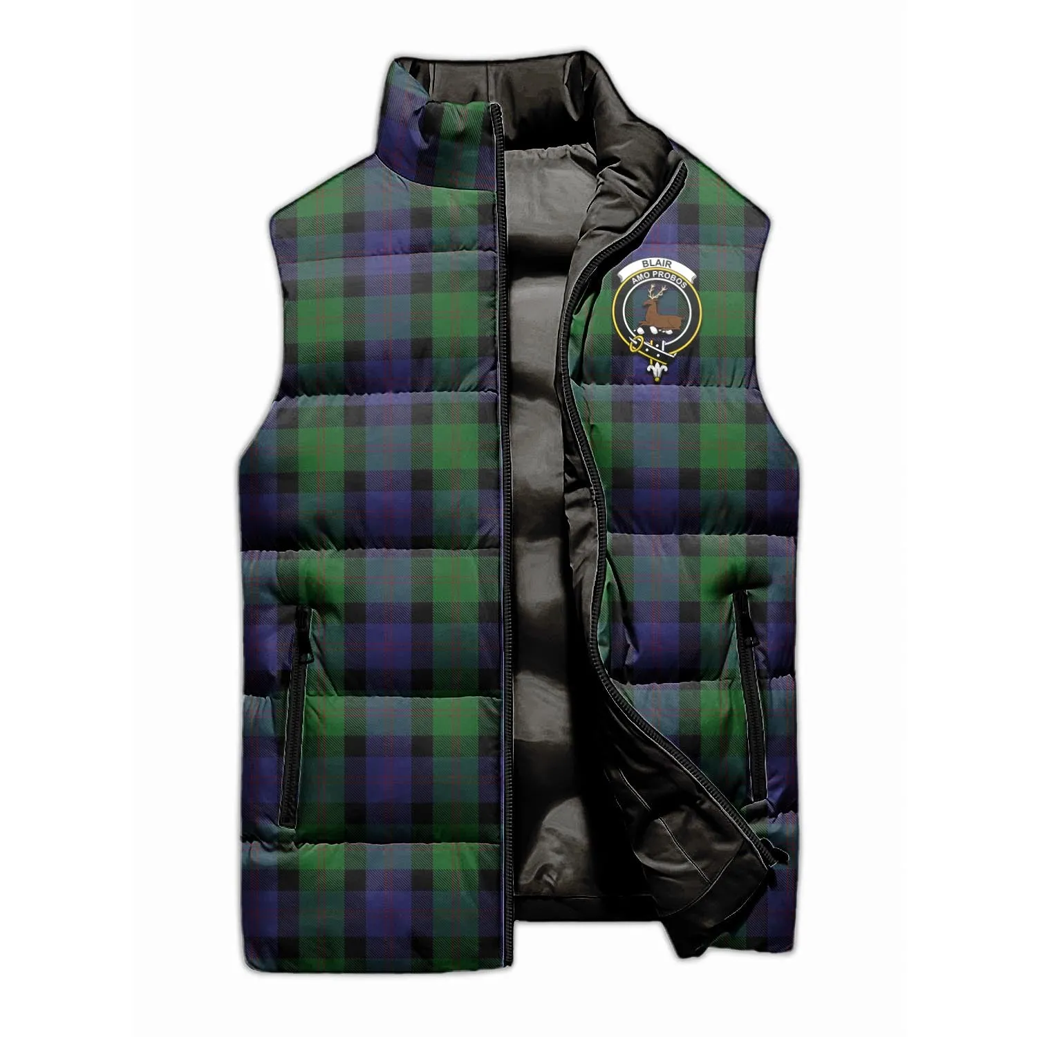 Blair Tartan Sleeveless Puffer Jacket with Family Crest