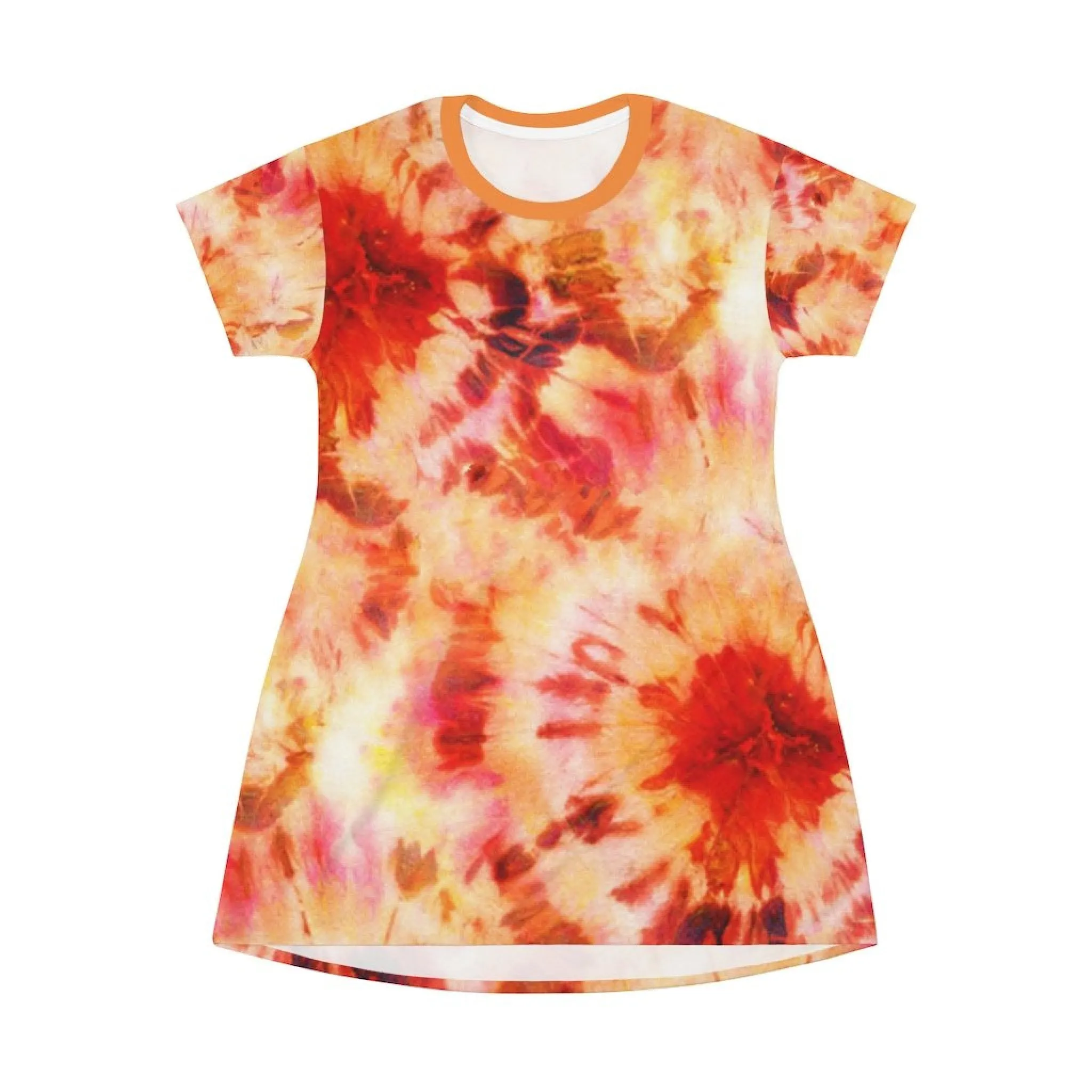 Bynelo Tie And Dye Orange Print T-shirt Dress