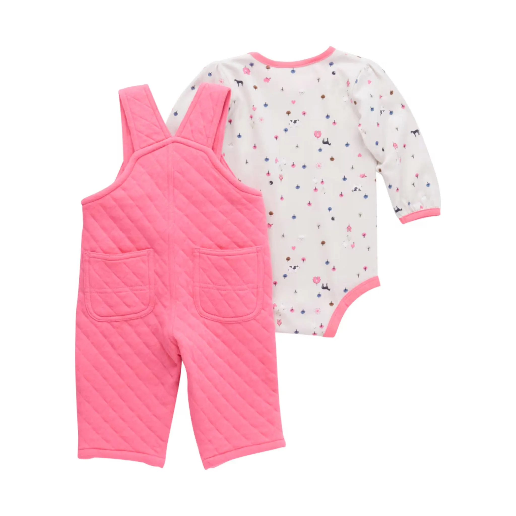 Carhartt Girls' Infant Long Sleeve Bodysuit Quilted Overall Set - Pink