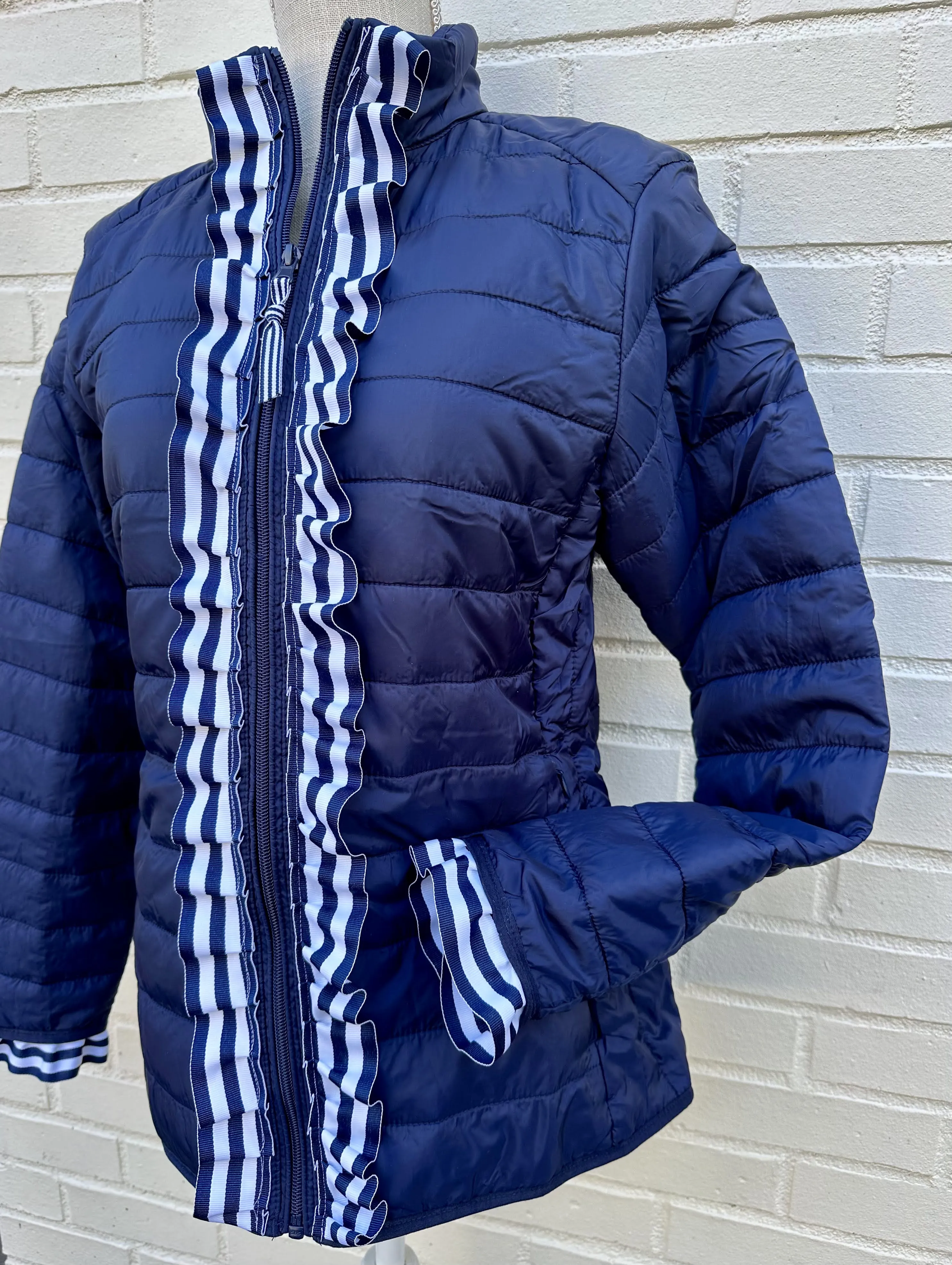 Carrie Ruffled Ribbon Puffer Jacket (PFJT03)