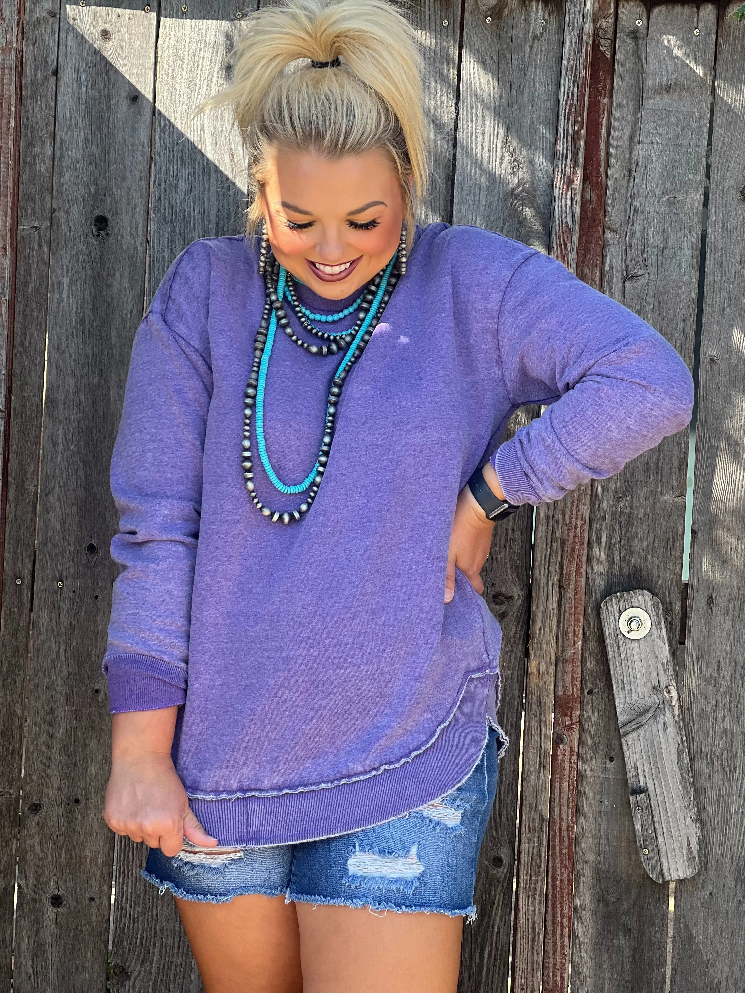 Casual Rounded Hem Poncho Sweatshirt