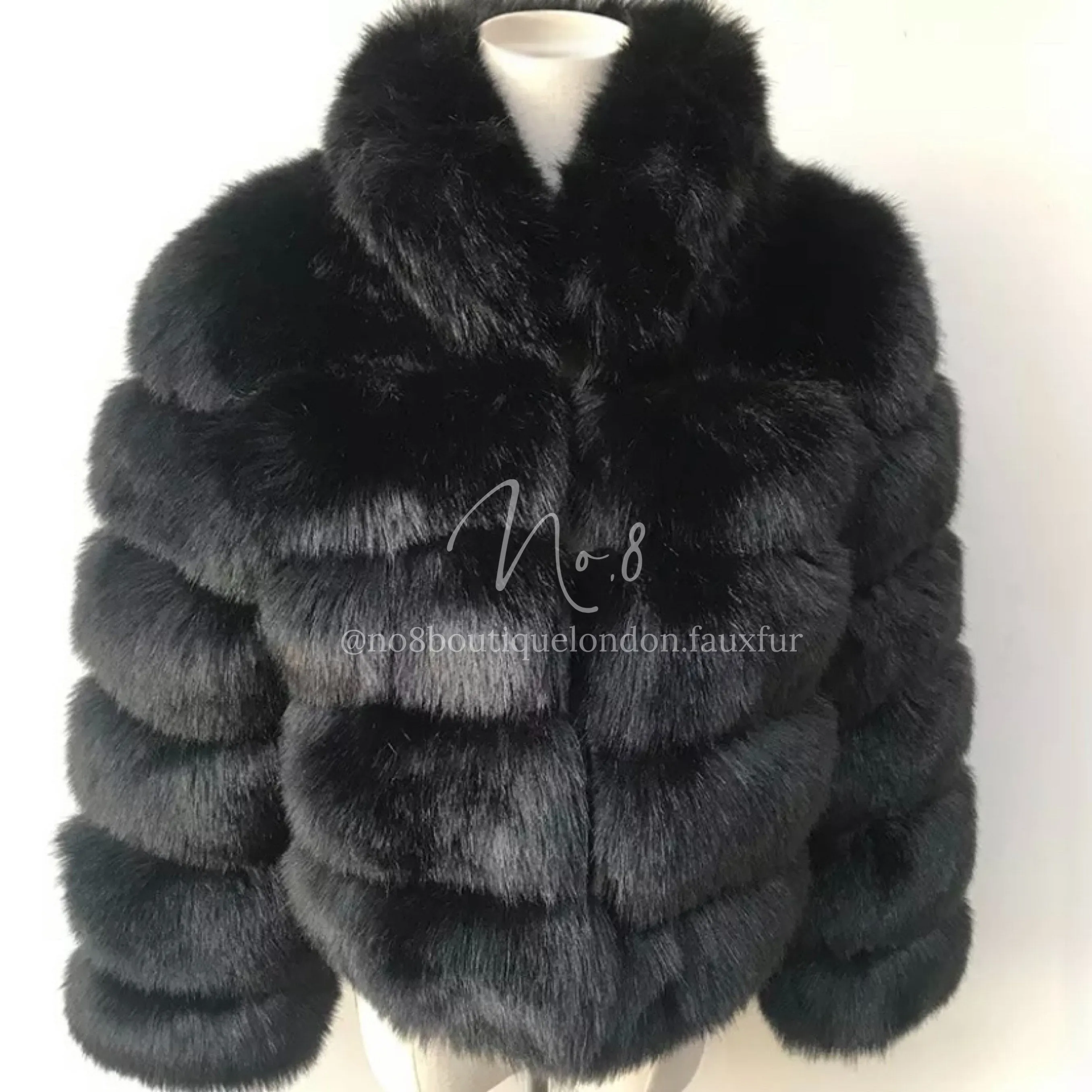 Chelsea 5 Row Faux Fur Jacket with Collar