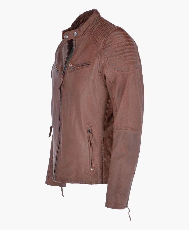 Classic Vintage Leather Biker Jacket for Men