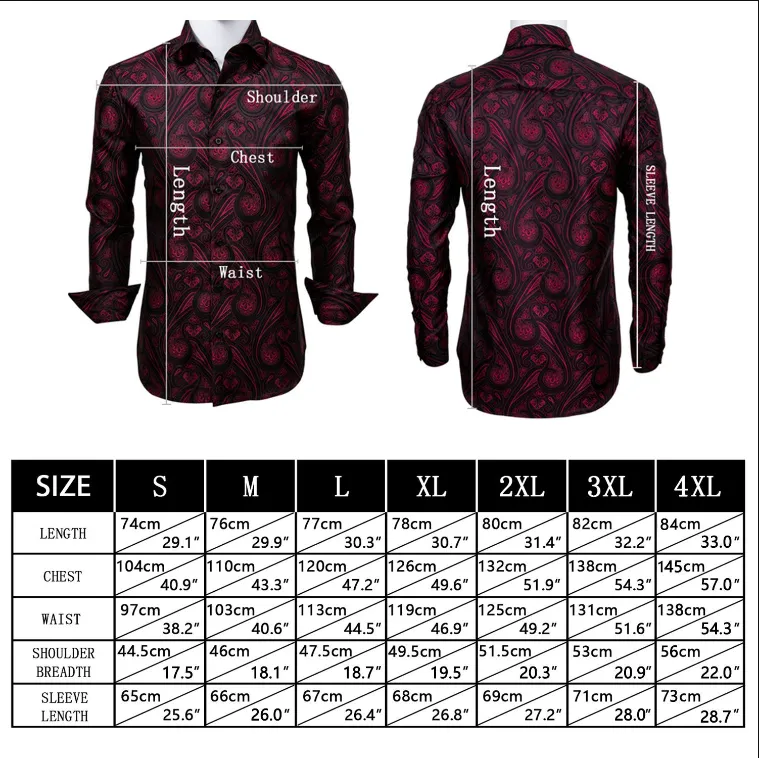 Classic White Paisley Silk Formal Casual Dress Men's Long Sleeve Shirt