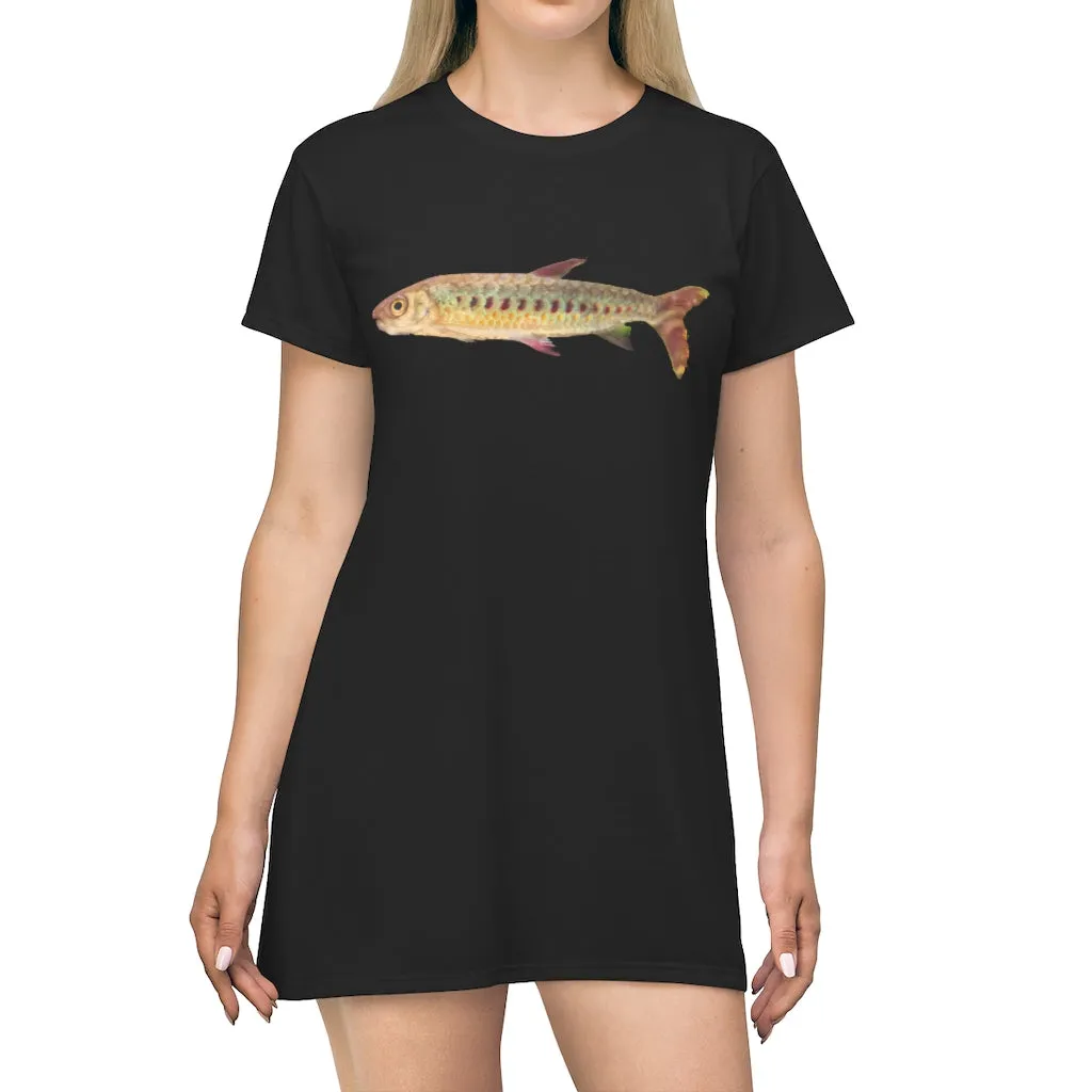 Colorful Fish All Over Print T-Shirt Dress