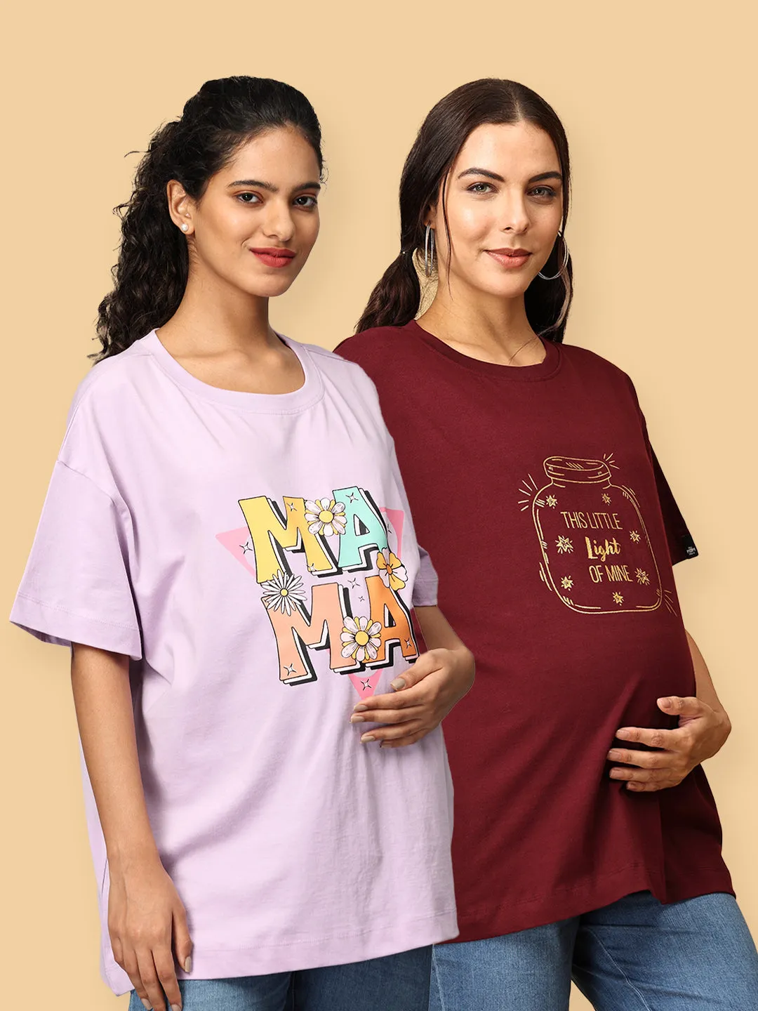 Combo Of 2 Oversized Mumma T shirts