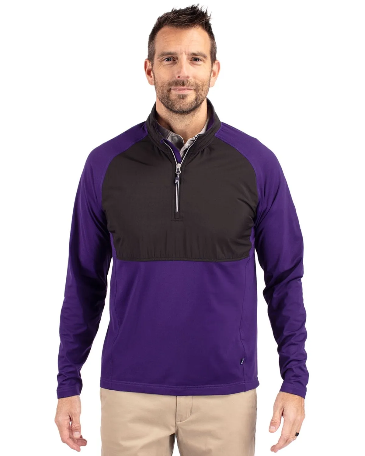 Cutter & Buck - Men's Adapt Eco Knit Hybrid Quarter-Zip Pullover