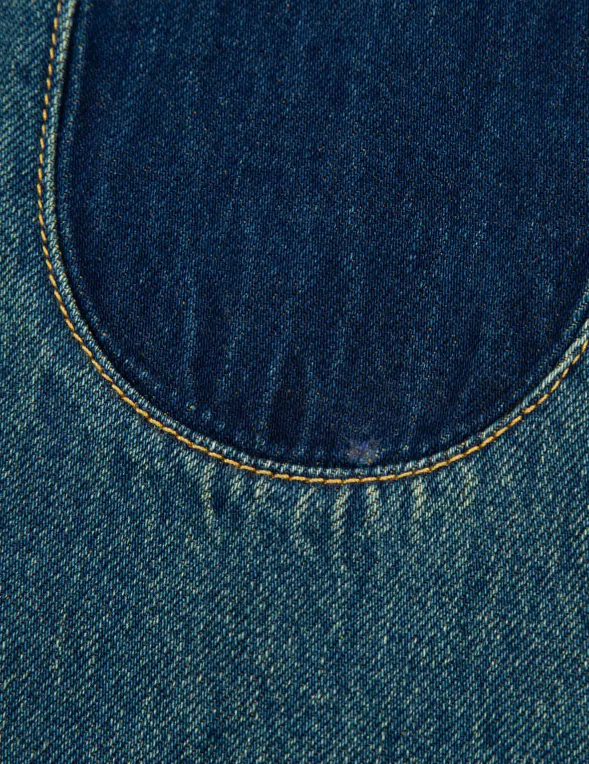 Deconstruction Fabric Blocking Daicock Carrot-Fit Denim Jeans #2017