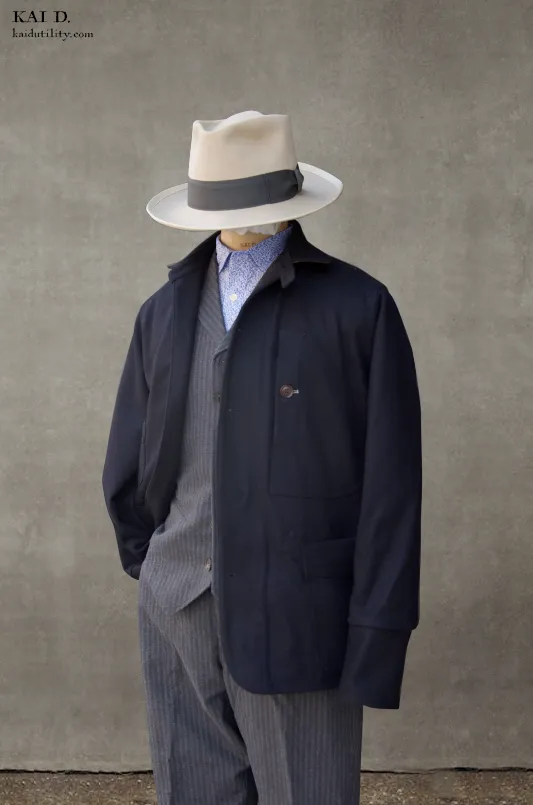 Degas Work Jacket - Navy Virgin Wool - S, M