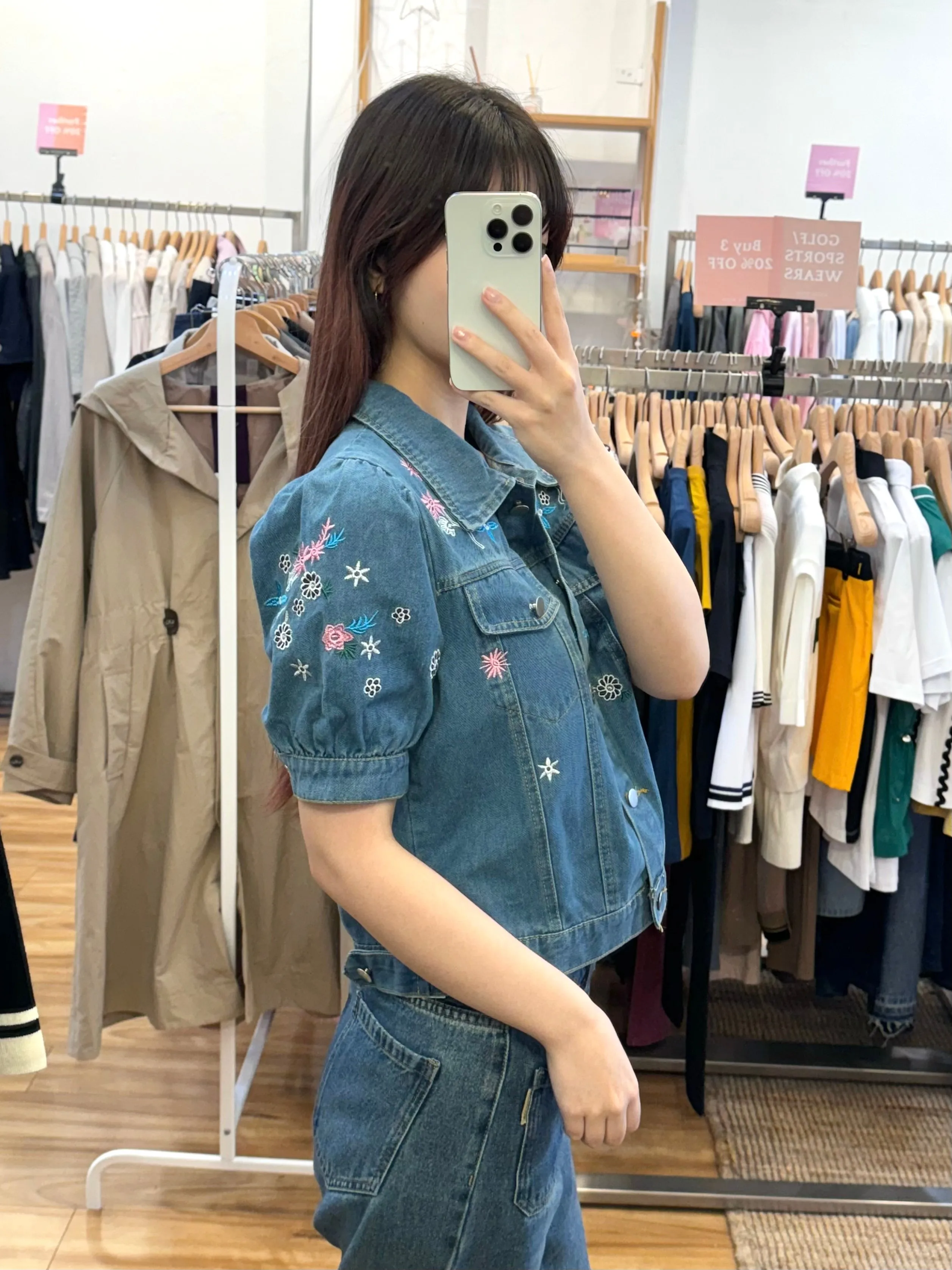 Denim Embroider Short-sleeve Jacket