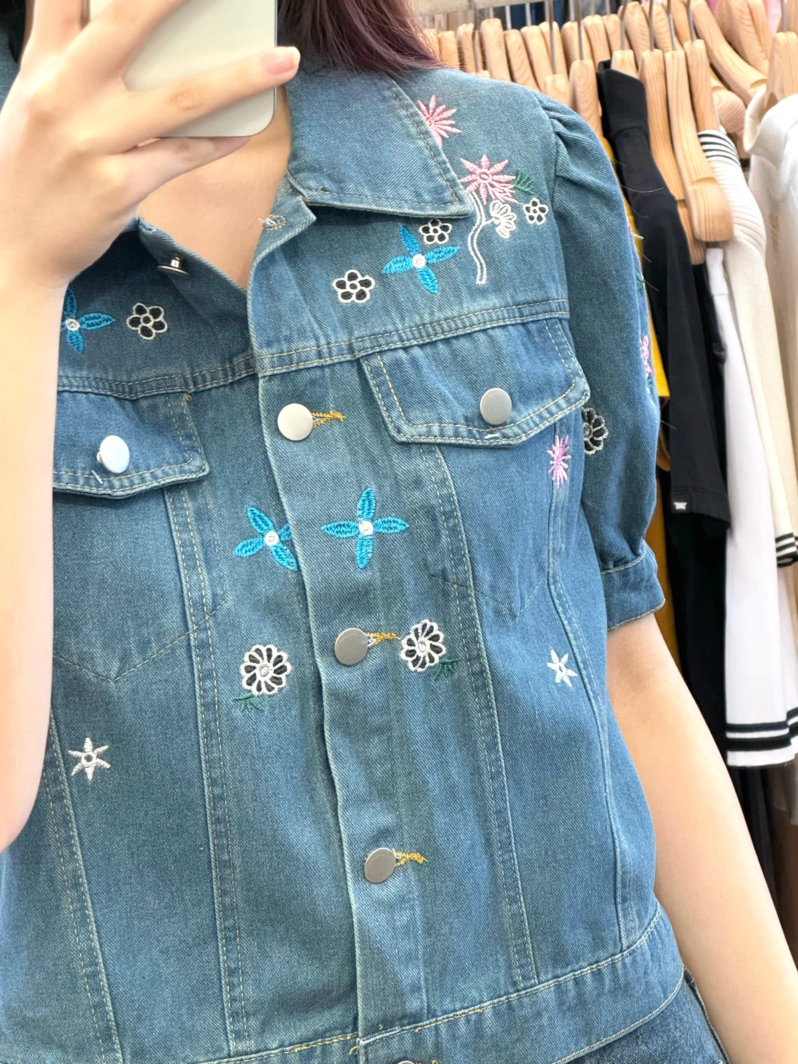 Denim Embroider Short-sleeve Jacket