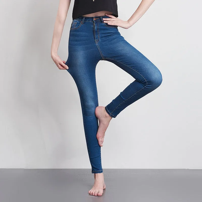 Denim Women's Jeans High Waist Stretchable Skinny Pants Trousers