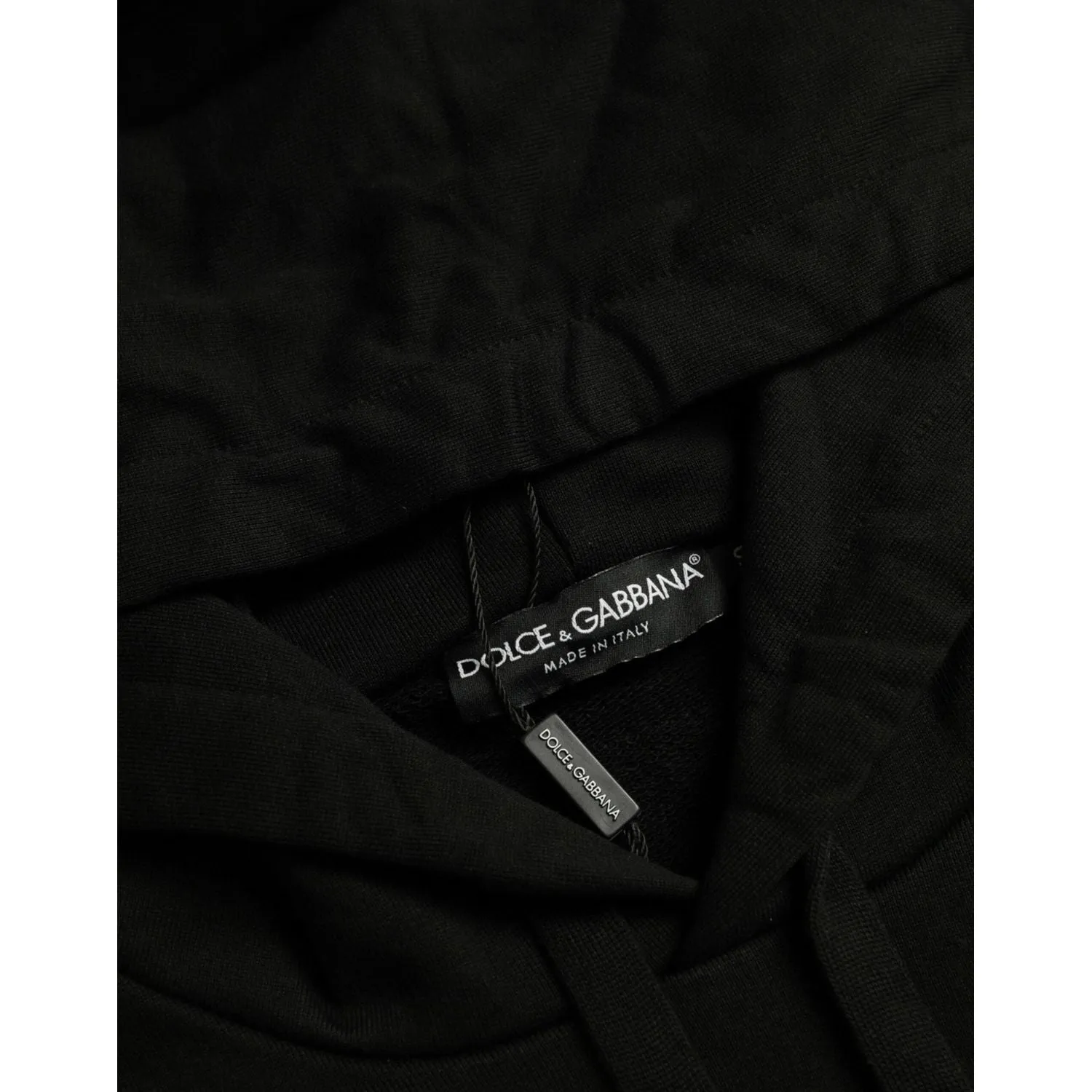 Dolce & Gabbana Black Cotton Hooded Sweatshirt Sweater