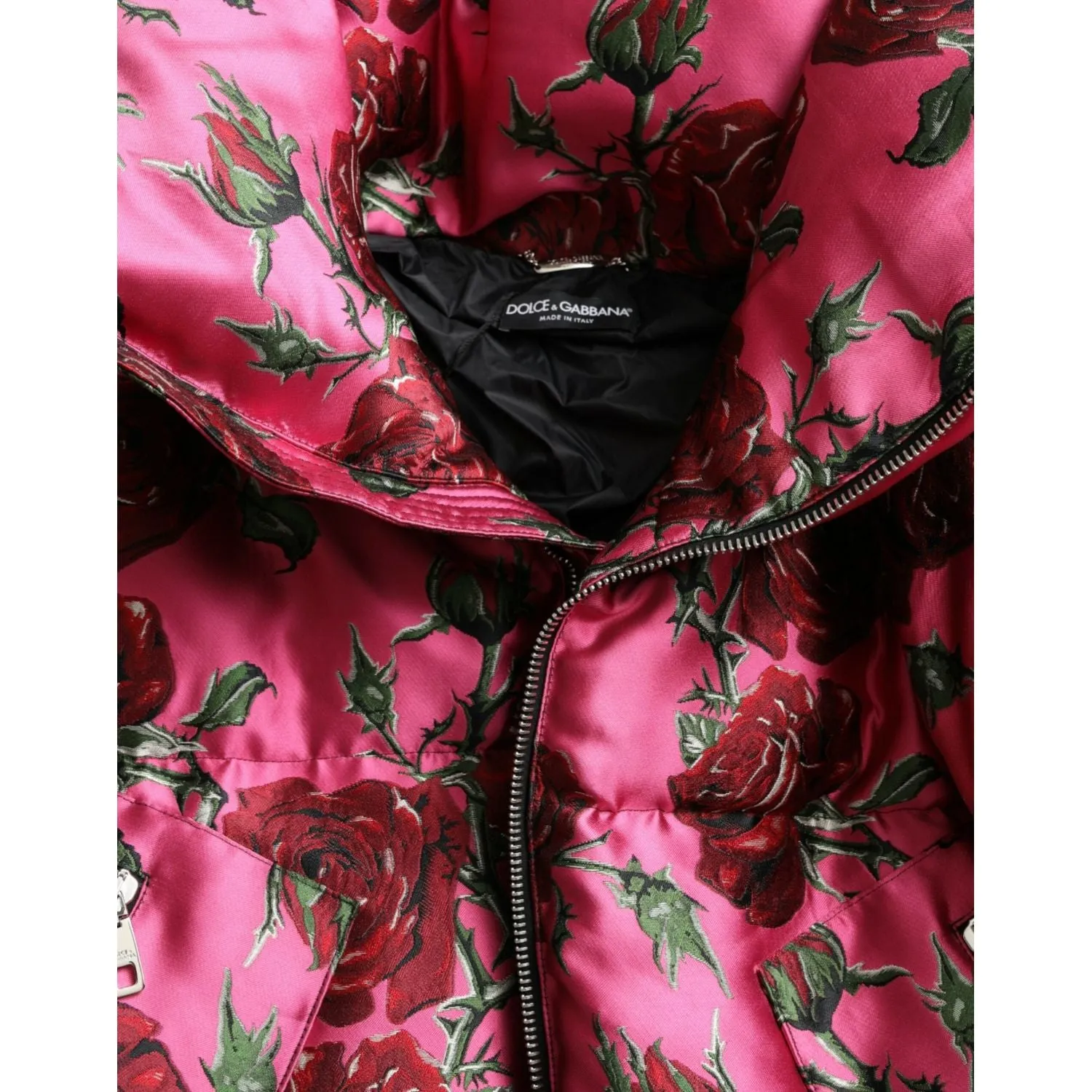 Dolce & Gabbana Elegant Rose Print Quilted Jacket