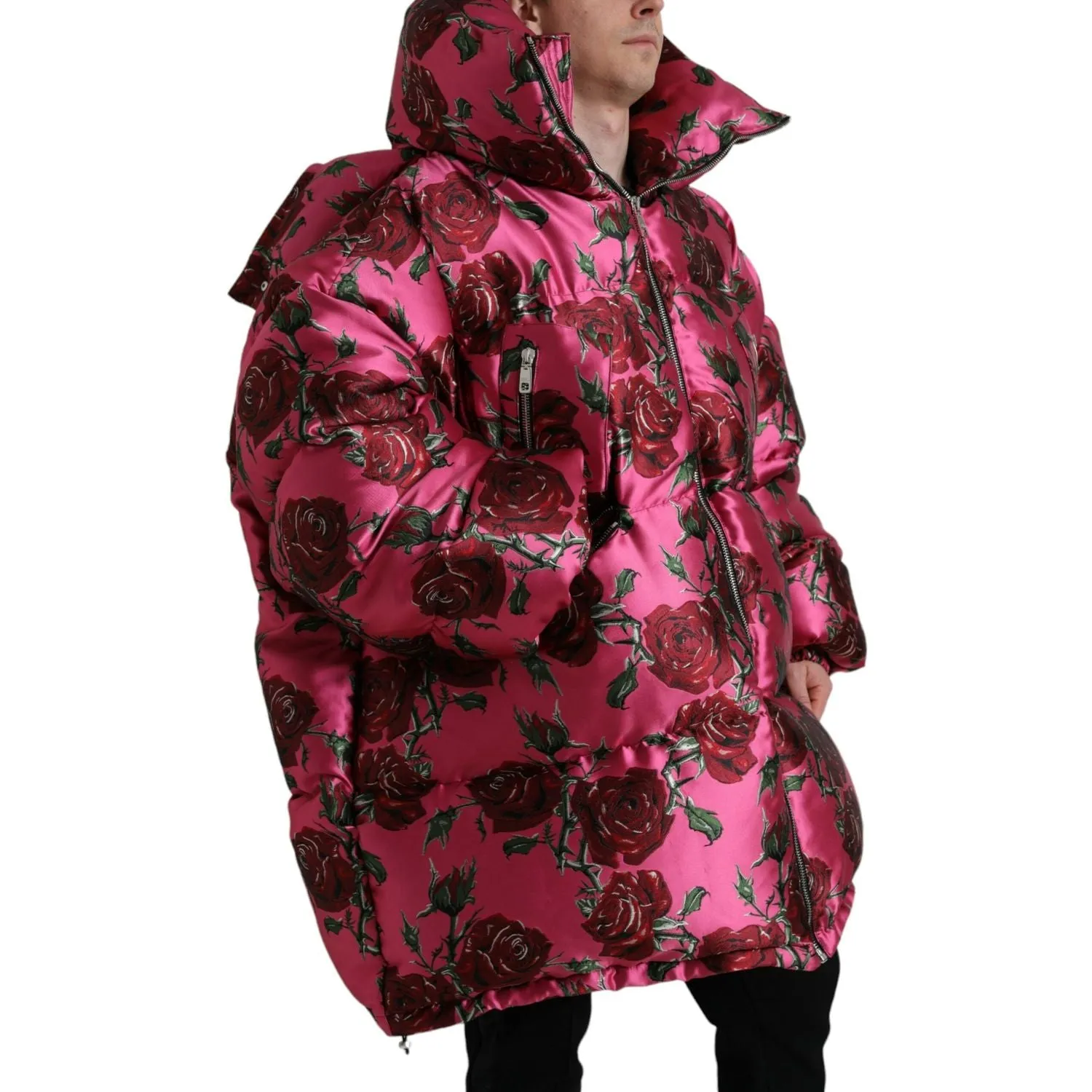 Dolce & Gabbana Elegant Rose Print Quilted Jacket