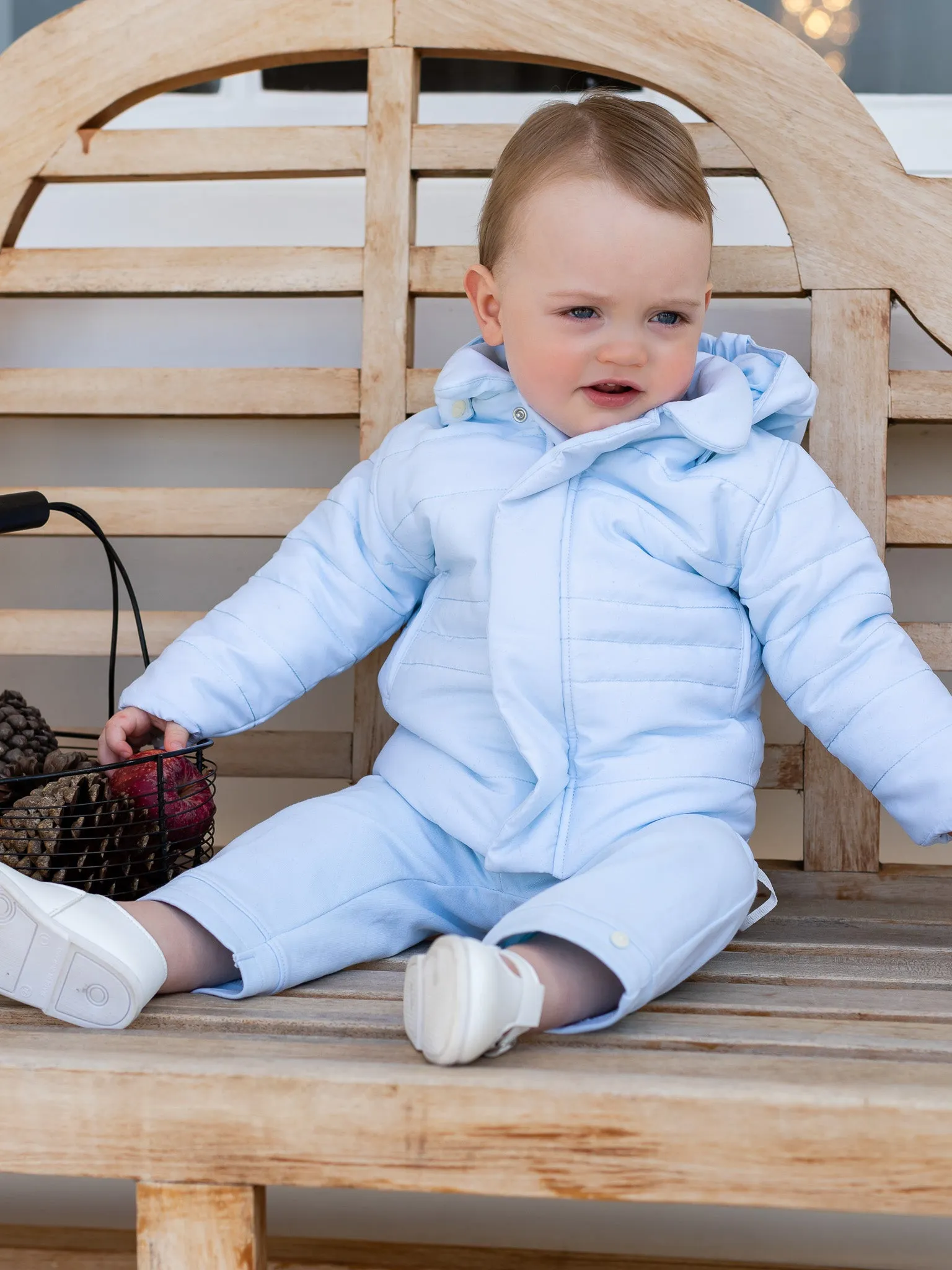 Emile et Rose 'Neil' blue padded jacket with mitts