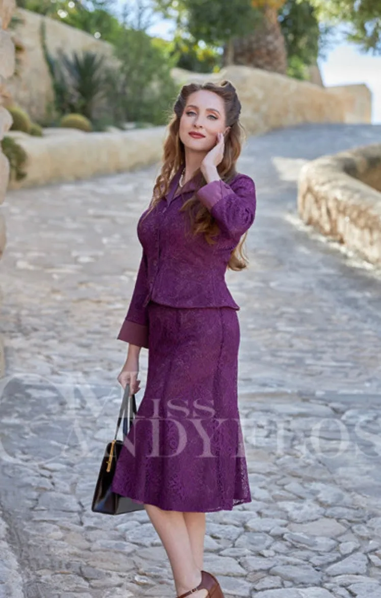 Enid-Violette 1940s-inspired lace trumpet skirt by Miss Candyfloss