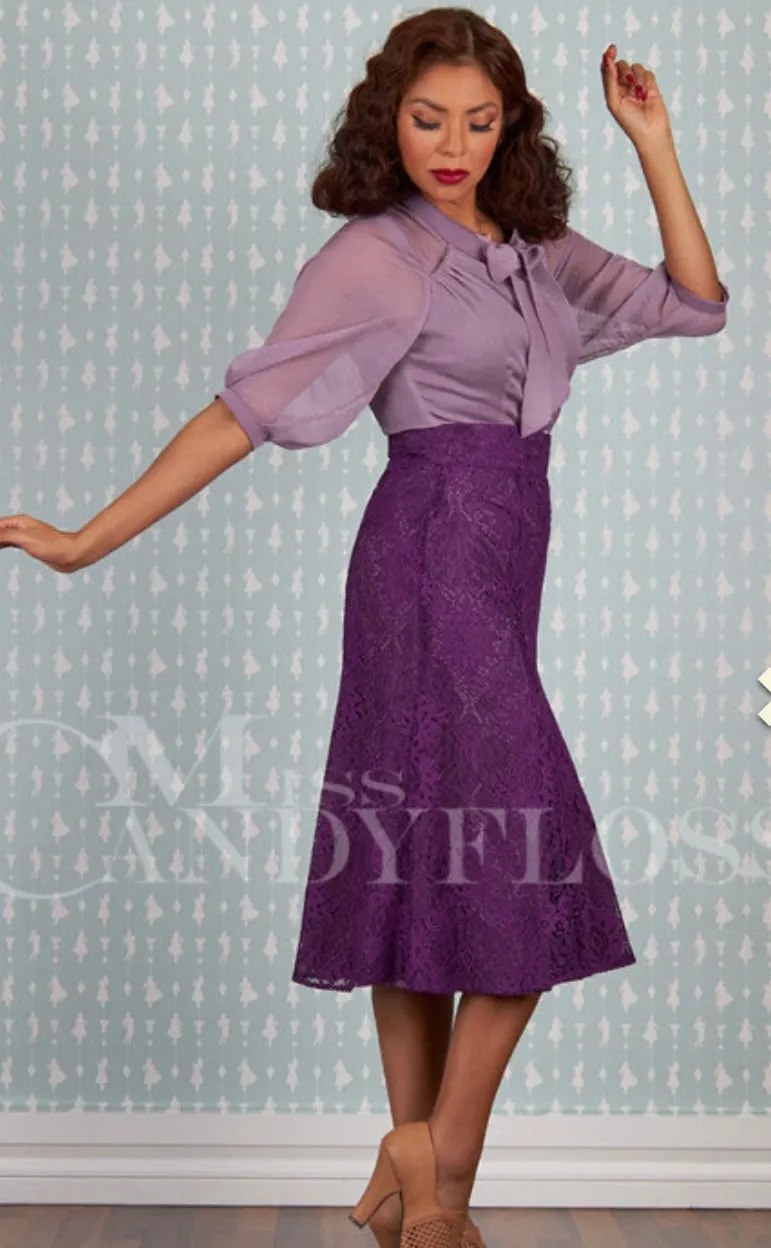 Enid-Violette 1940s-inspired lace trumpet skirt by Miss Candyfloss