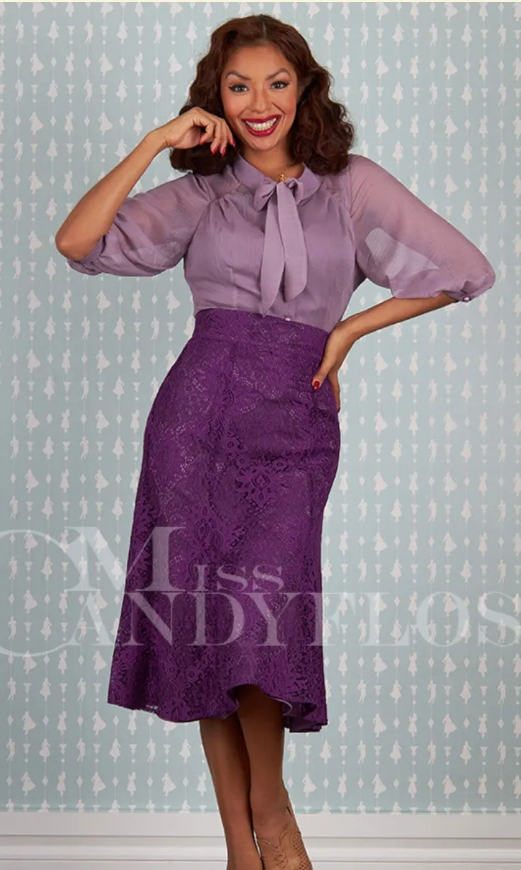 Enid-Violette 1940s-inspired lace trumpet skirt by Miss Candyfloss