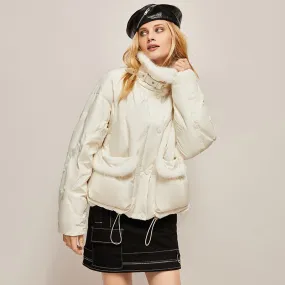 Faux-Fur Patchwork Down Jacket