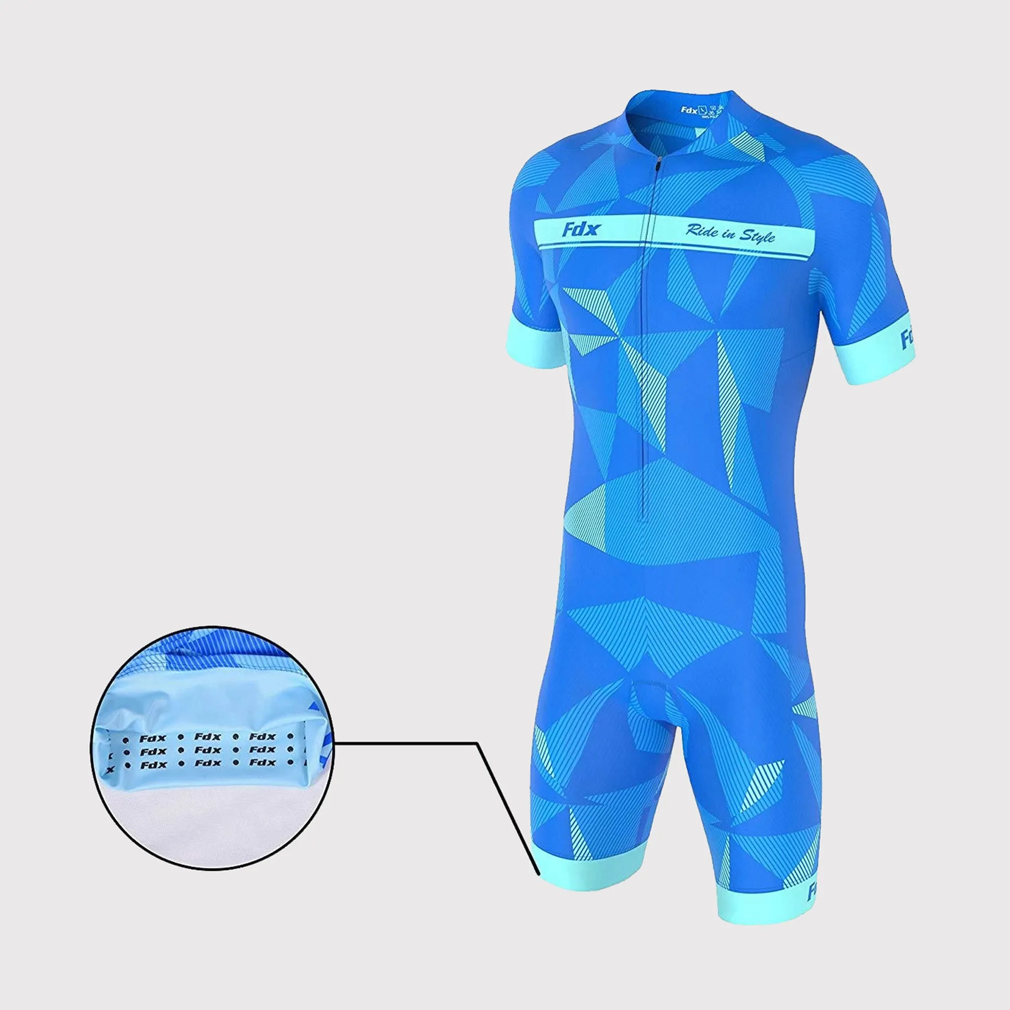 Fdx Splinter Blue Men's & Boy's Padded Triathlon / Skin Suit