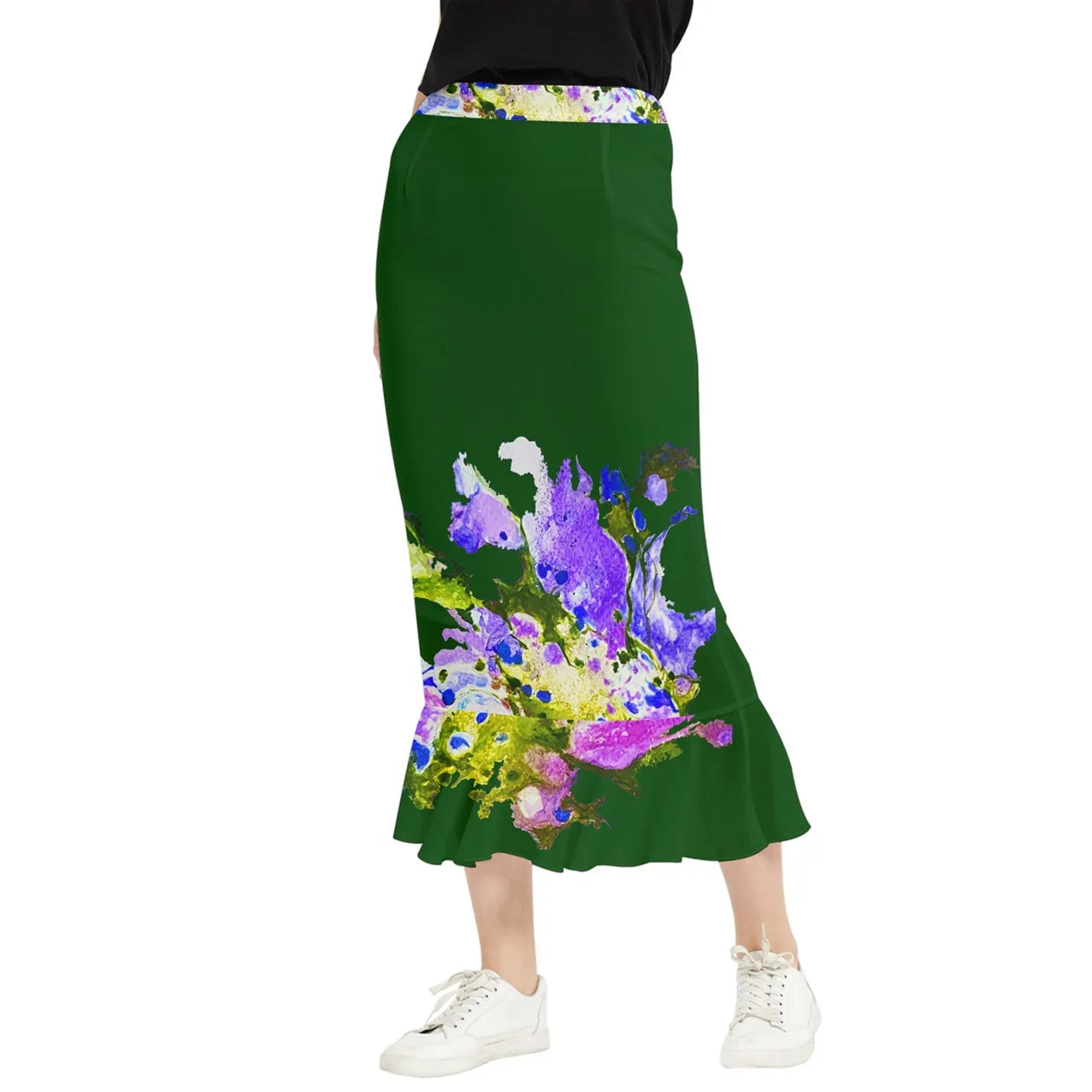 florecer Maxi Fishtail Chiffon Skirt