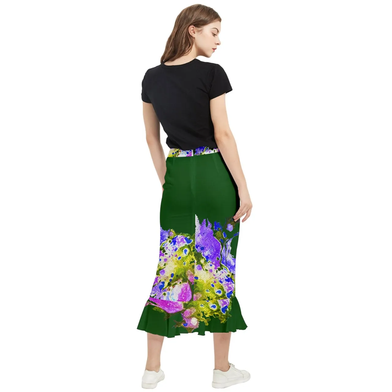 florecer Maxi Fishtail Chiffon Skirt